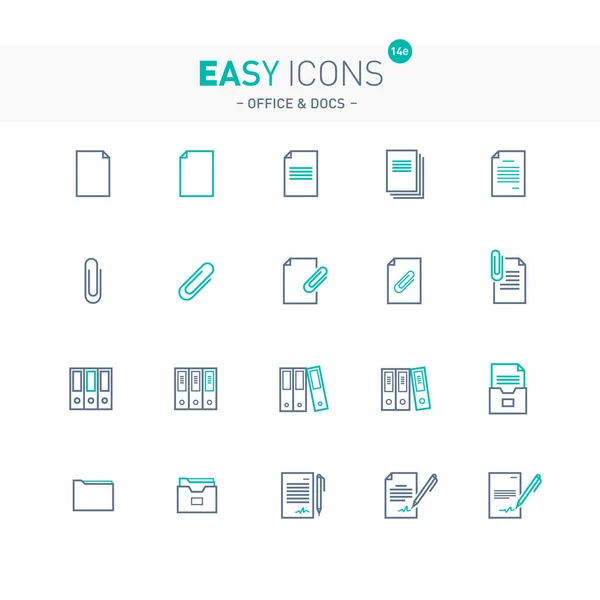 Iconos fáciles 14e Docs — Archivo Imágenes Vectoriales