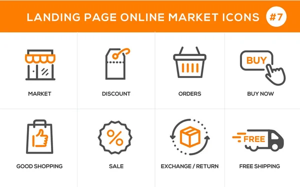 Концепция дизайна плоской линии иконки для онлайн-покупок, баннер веб-сайта и целевая страница — стоковый вектор