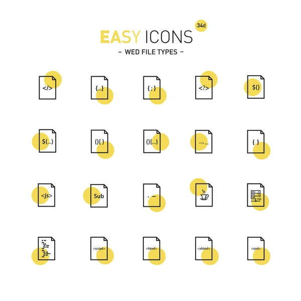 Iconos fáciles 34d Tipos de archivo — Archivo Imágenes Vectoriales