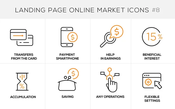 Rovná čára návrhu koncepce ikony pro vstupní stránky, stránky a online nakupování — Stockový vektor
