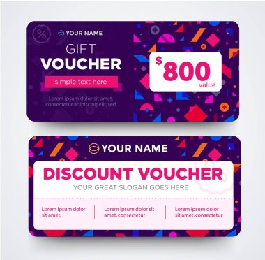 indirim çeki şablon renkli desenli