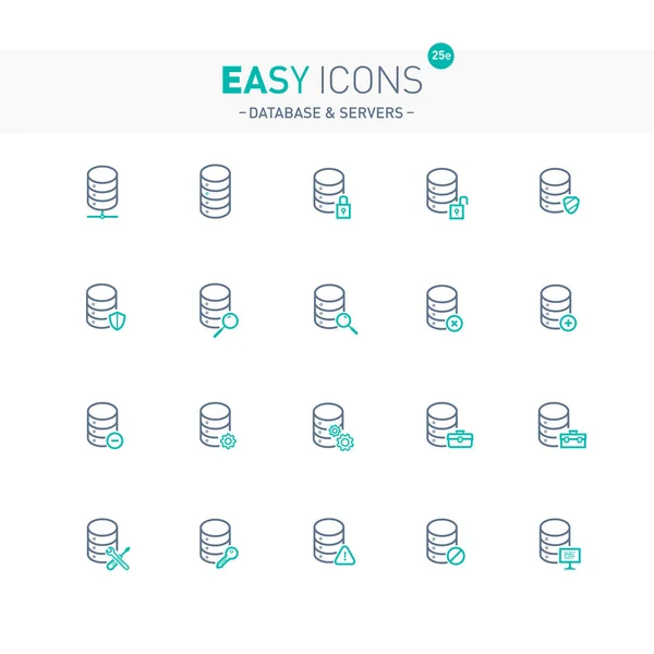 Iconos fáciles 25e Base de datos — Archivo Imágenes Vectoriales
