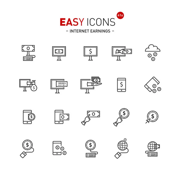 Iconos fáciles 41a ganancias de Internet — Archivo Imágenes Vectoriales
