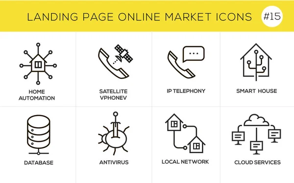 Iconos de concepto de diseño de línea plana para compras en línea, banner del sitio web y landing page — Vector de stock