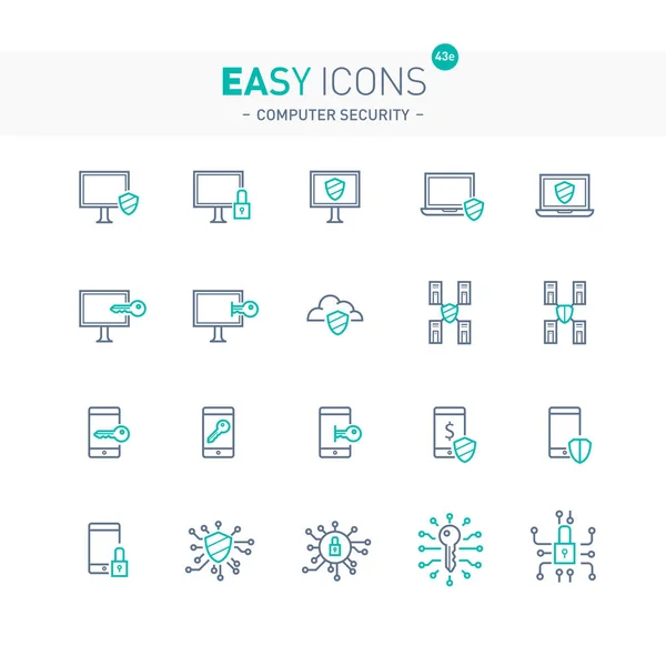 Iconos fáciles 43e Seguridad informática — Vector de stock