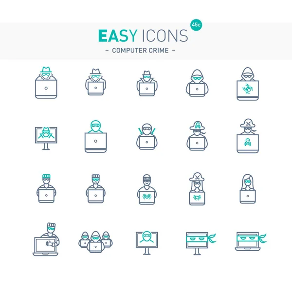 Easy icons 44e Computer crime — Stock Vector