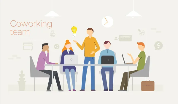 Coworking. İş kavramı ile dizüstü bilgisayarlar kullanan gençlerin