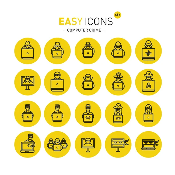 Iconos fáciles 45c Delito informático — Archivo Imágenes Vectoriales