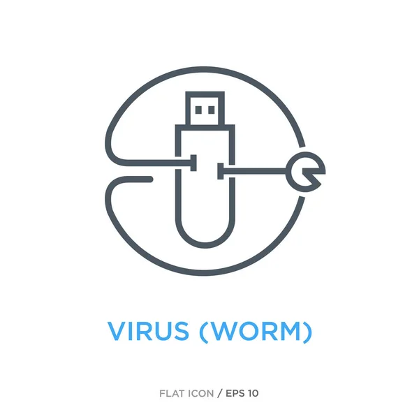 Gusano virus línea plana icono ver 1 — Archivo Imágenes Vectoriales