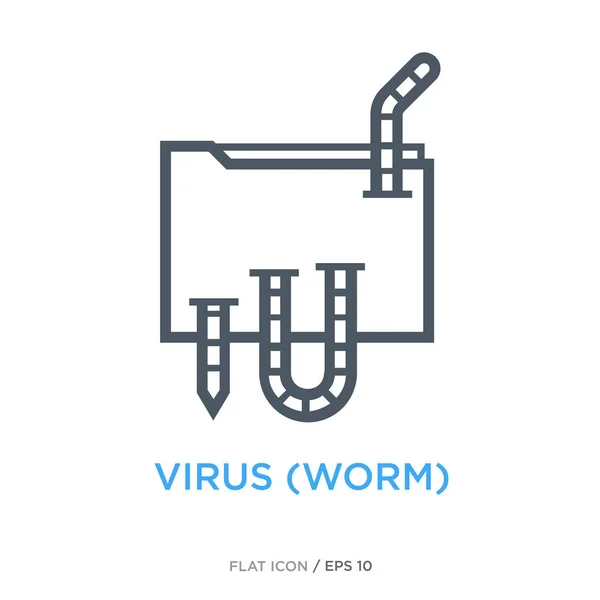 Gusano virus línea plana icono ver 2 — Archivo Imágenes Vectoriales