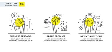 İllüstrasyonlar kavramı işadamları ile kümesi. İş akışı, büyüme, grafik. İş geliştirme, kilometre taşları. Doğrusal illüstrasyon simgeler infographics. Açılış sayfası sitesi baskı poster
