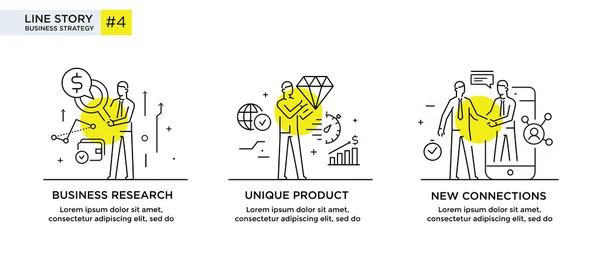 Conjunto de ilustrações conceito com empresários. Fluxo de trabalho, crescimento, gráficos. Desenvolvimento de negócios, marcos. ilustração linear Ícones infográficos. Cartaz de impressão do site de aterrissagem — Vetor de Stock