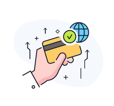 Limitsiz kredi kartı seçenekleri. İş akışı, büyüme, grafik. İş geliştirme, kilometre taşları, başlamak-yukarıya. Doğrusal illüstrasyon simgeler infographics. Açılış sayfası sitesi baskı poster. Çizgi hikaye