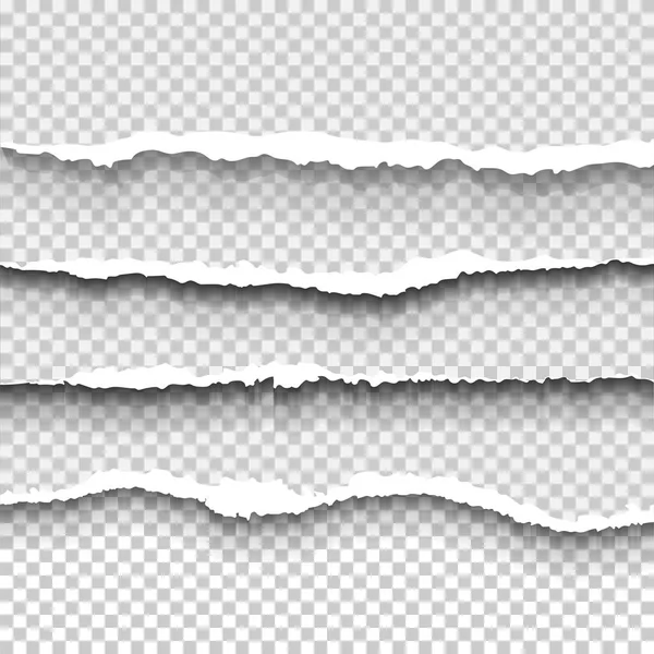 透明な現実的な破れた紙影のセット — ストックベクタ