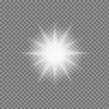 Sparkles şeffaf arka plan ile vektör parlayan ışık patlamaları
