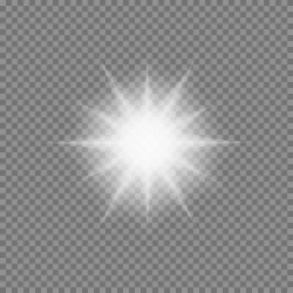Λαμπερό φως διάνυσμα εκρήξεις με το αστράφτει σε διαφανές φόντο — Διανυσματικό Αρχείο