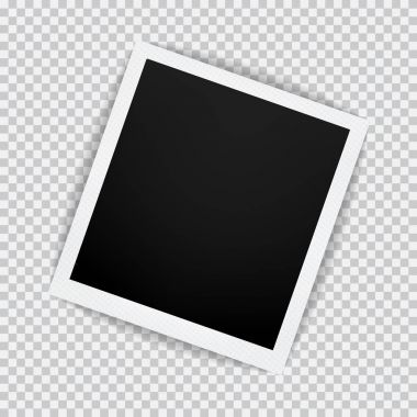 Eski gerçekçi fotoğraf çerçevelemek ekose siyah beyaz zemin üzerine saydam gölge ile boş