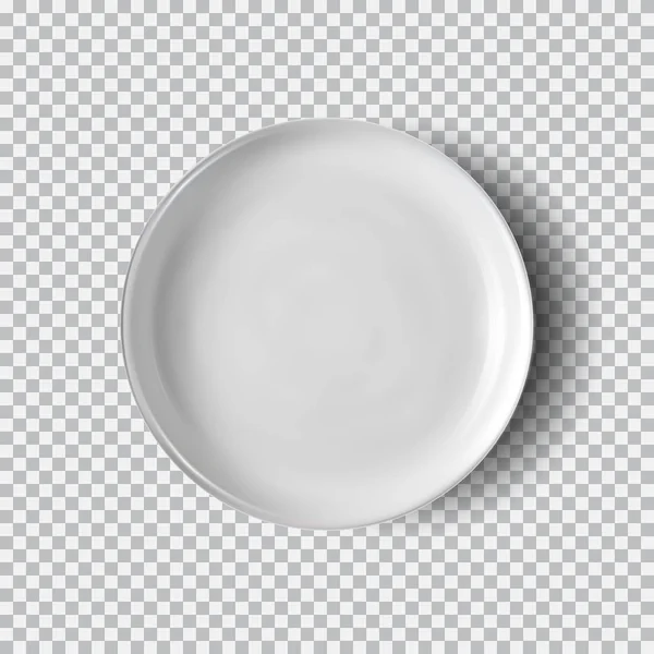 Άσπρο πιάτο που απομονώνονται σε διαφανές φόντο — Διανυσματικό Αρχείο