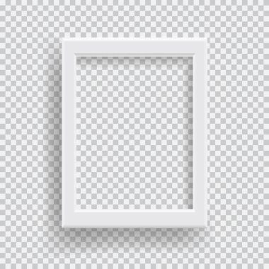 Kareli siyah beyaz arka plan üzerinde saydam gölge ile boş gerçekçi fotoğraf çerçevesi