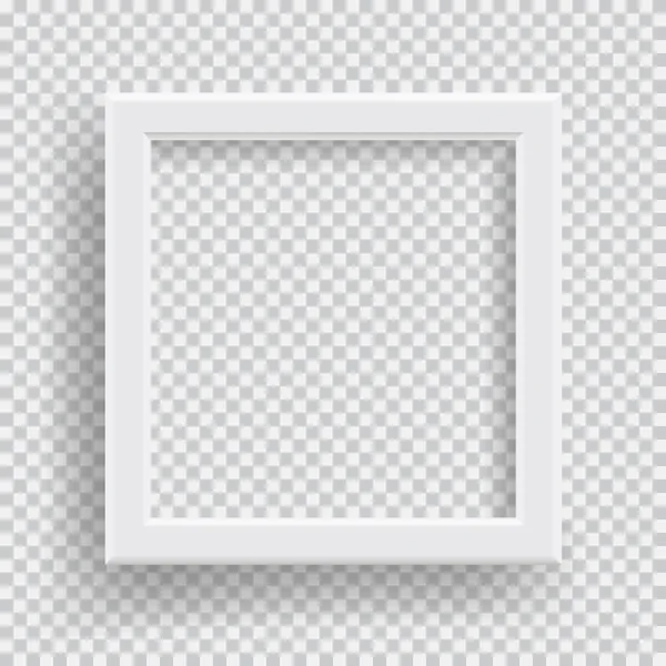 Moldura de foto realista vazio com sombra transparente no fundo branco preto xadrez —  Vetores de Stock
