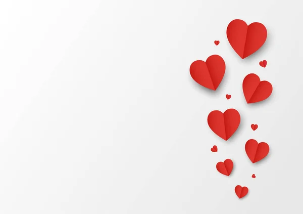 Conjunto Papel Vermelho Forma Coração Dobra Fundo Branco Conceito Amor —  Vetores de Stock