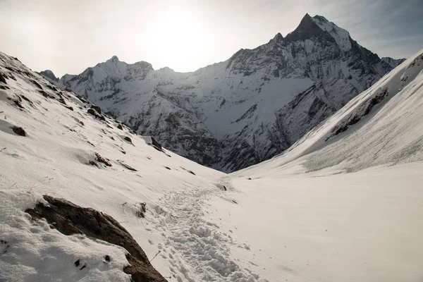 Annapurna Bankası kamp alanına yolda görüntülemek