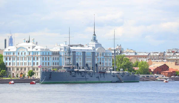 Cruiser Avrora Petrogradskaya embankment St. Petersburg Russia July 2017 Stock Picture