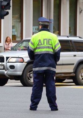 Yol teftiş Servisi Rus polisinin Nevsky prospect Saint Petersburg Rusya Eylül 2017