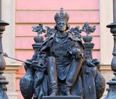 Pavel ilk St. Petersburg Rusya Eylül 2017 Mikhailovsky kalenin avlusunda bir anıt