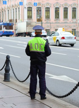 Yol teftiş Servisi Rus polisinin Nevsky prospect Saint Petersburg Rusya Eylül 2017