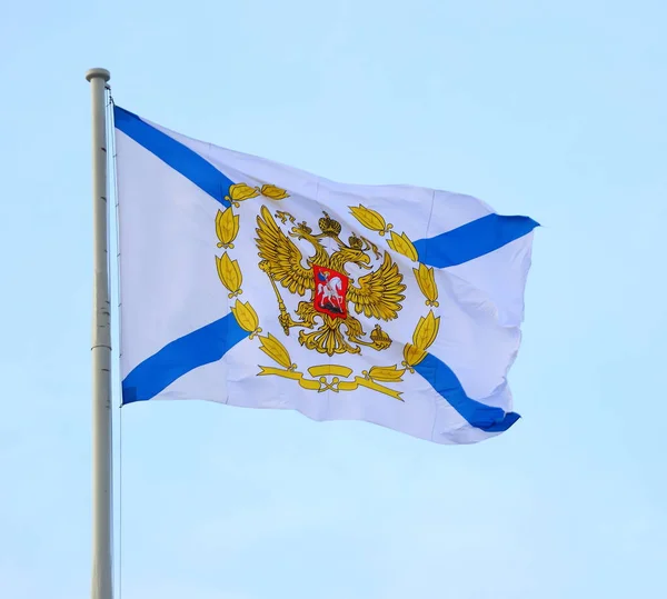 Bandera Sobre Almirantazgo Almirantazgo Naberegnaya San Petersburgo Rusia Enero 2018 — Foto de Stock