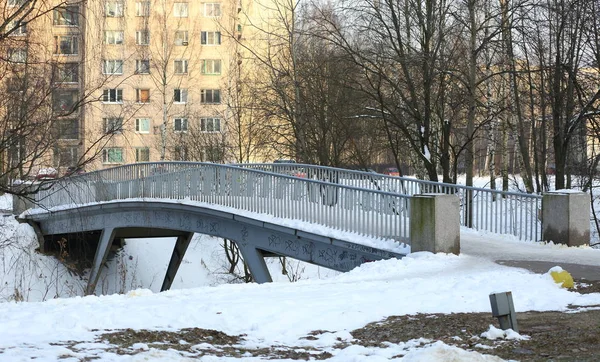 Мост Через Реку Оккервил Санкт Петербург Россия Февраль 2018 — стоковое фото