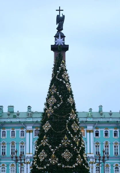 Christmas Tree Palace Square Saint Petersburg Russia December 2019 — Stock Photo, Image