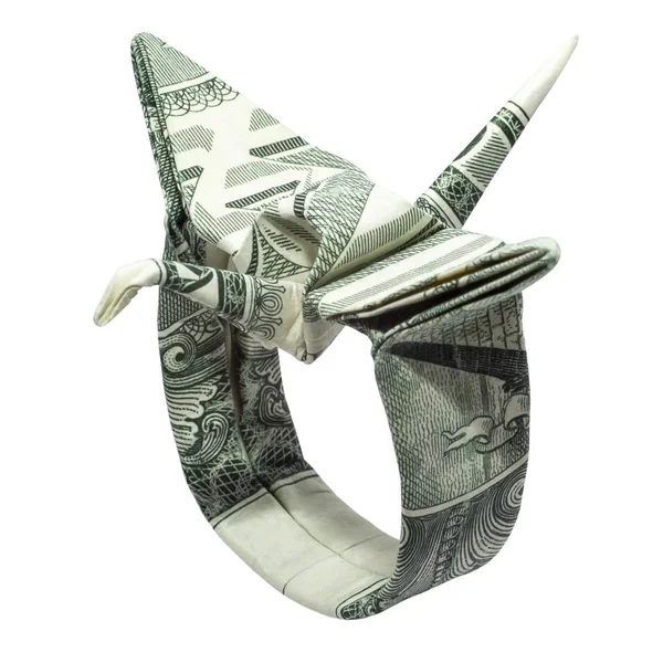 Money Origami Crane Ring Složené Real One Dollar Bill Izolované — Stock fotografie