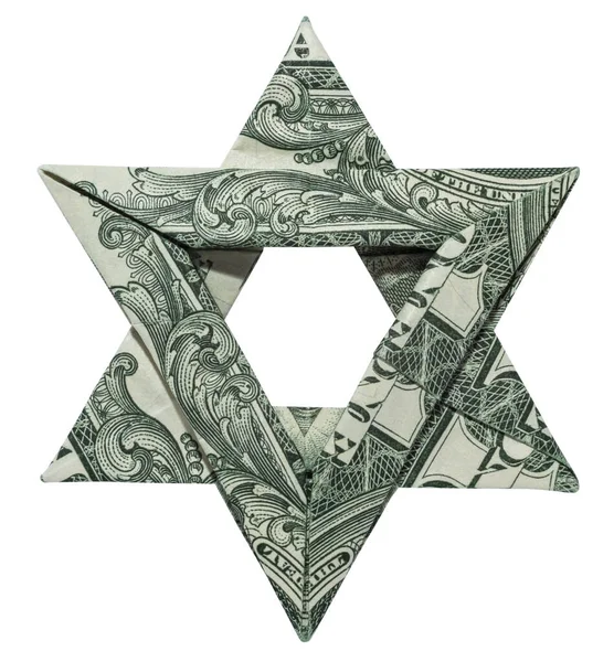 Money Origami Jewish Star David Back Side Folded Real One — Stock Photo, Image