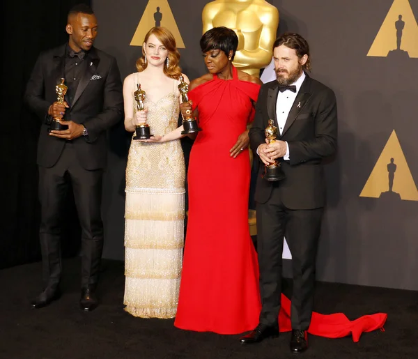 Viola Davis, Casey Affleck, Mahershala Ali en Emma Stone — Stockfoto