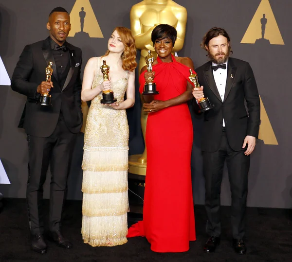 Viola Davis, Casey Affleck, Mahershala Ali en Emma Stone — Stockfoto