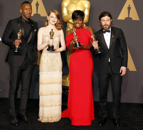 Viola Davis, Casey Affleck, Mahershala Ali and Emma Stone — Stock Photo, Image