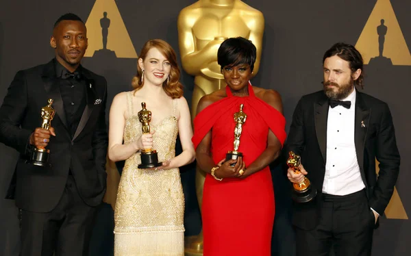 Viola Davis, Casey Affleck, Mahershala Ali en Emma Stone — Stockfoto