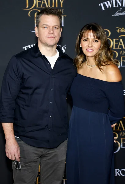 Matt Damon y Luciana Bozan Barroso — Foto de Stock