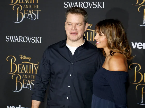 Matt Damon y Luciana Barroso — Foto de Stock