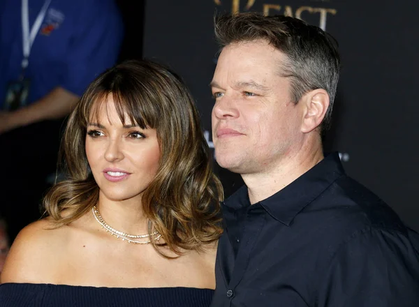 Matt Damon y Luciana Barroso — Foto de Stock