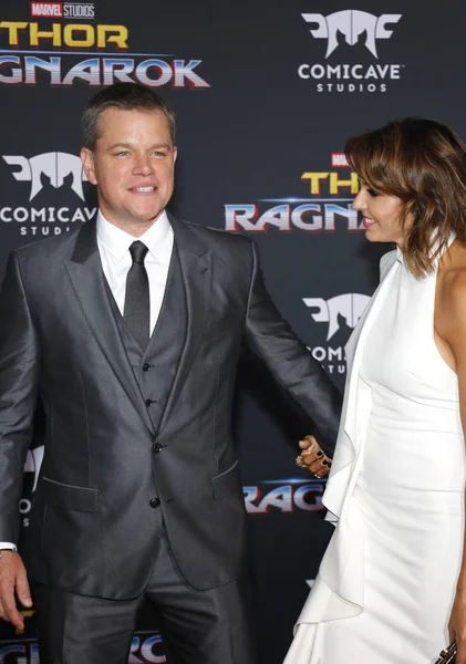 Actor Matt Damon y Luciana Barroso — Foto de Stock