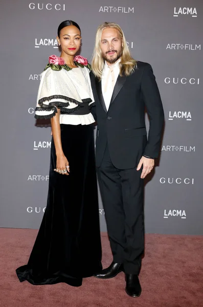 佐伊佐伊 索尔达娜和马可佩雷戈在 2017 电影盛宴举行在 在洛杉矶 美国2017年11月4日 — 图库照片