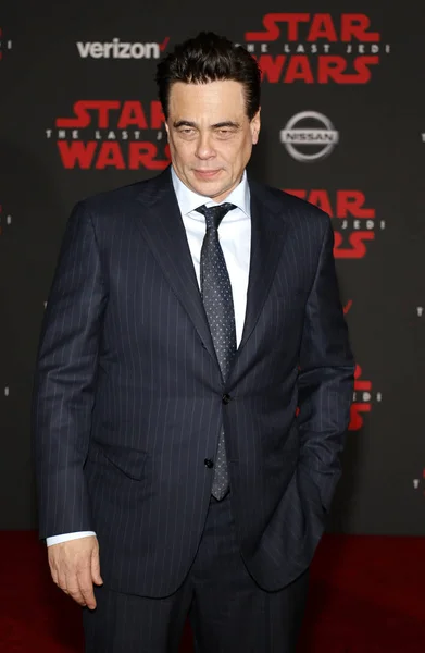 Herec Benicio Del Toro Svět Premiéra Star Wars Poslední Jedi — Stock fotografie