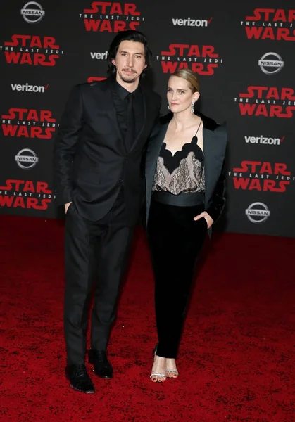 Adam Sürücü Joanne Tucker Dünya Premiere Star Wars Son Jedi — Stok fotoğraf