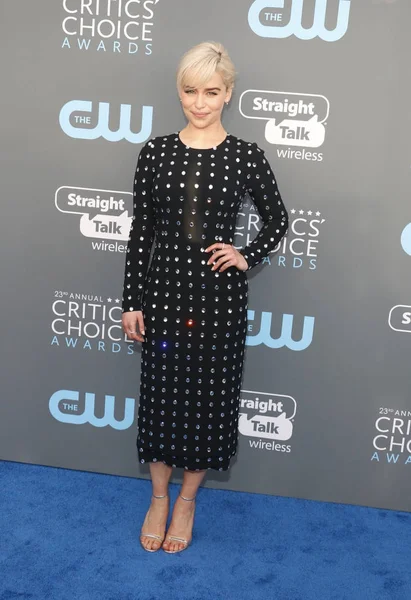 Emilia Clarke Roční Critics Choice Awards Konalo Hangáru Barker Santa — Stock fotografie