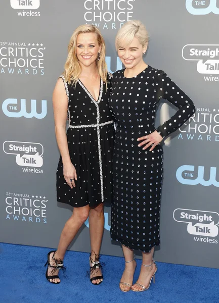 Actresses Reese Witherspoon Emilia Clarke 23Rd Annual Critics Choice Awards — Stock Photo, Image