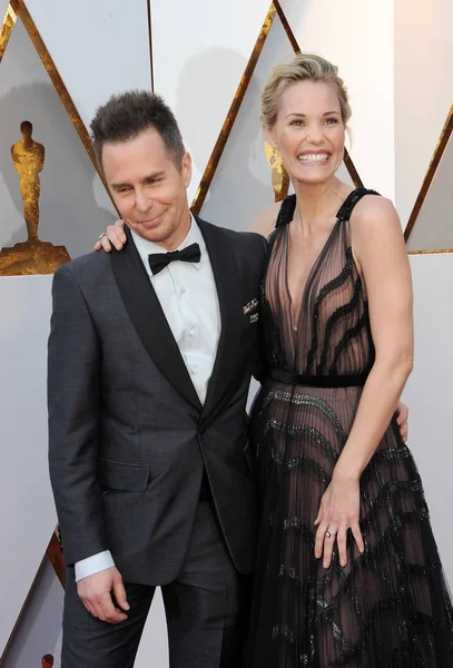 Leslie Bibb Sam Rockwell Yıllık Akademi Ödülleri Nde Hollywood Abd — Stok fotoğraf