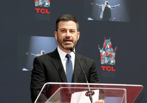 Jimmy Kimmel Presentador Televisión Ceremonia Manos Huellas Lionel Richie Celebrada — Foto de Stock